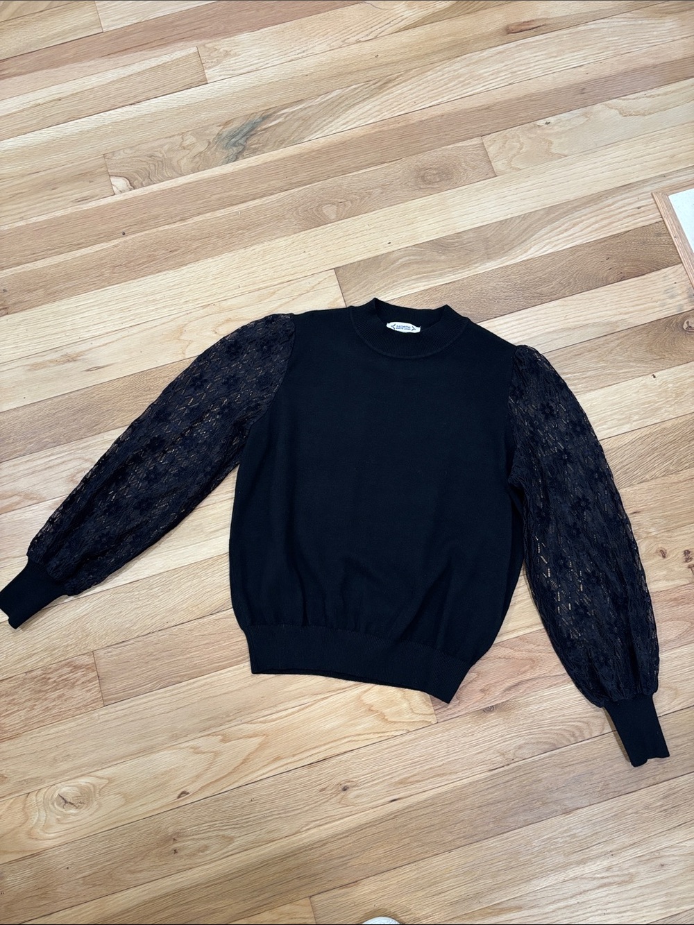 Nanette Lepore Black Lace Balloon-Sleeve Turtleneck